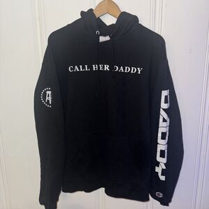Call Her Daddy Hoodie Sweatshirt Men L Champion Barstool Sports Blk Alex Cooper